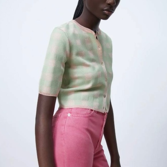 Checkered Cropped Sweater | Zara - Picture 1 of 2